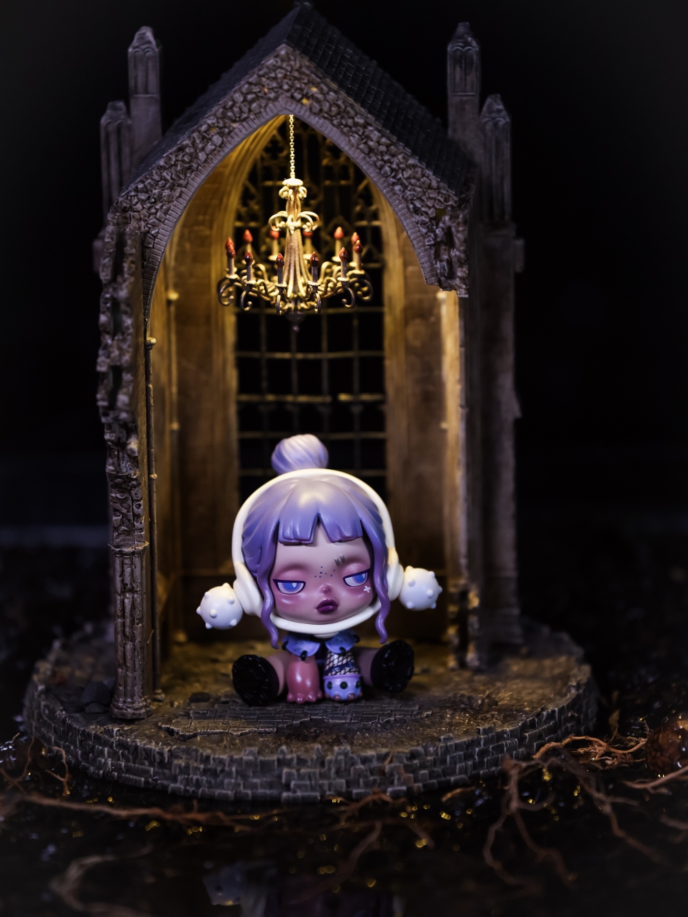 Dark Series Miniature Monastery Scene Micro-Scale Model Decorative Figurine Ornament