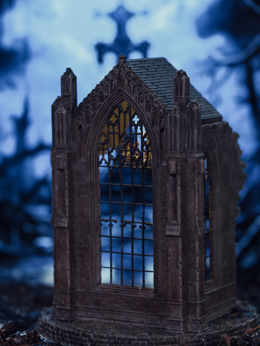 Dark Series Miniature Monastery Scene Micro-Scale Model Decorative Figurine Ornament