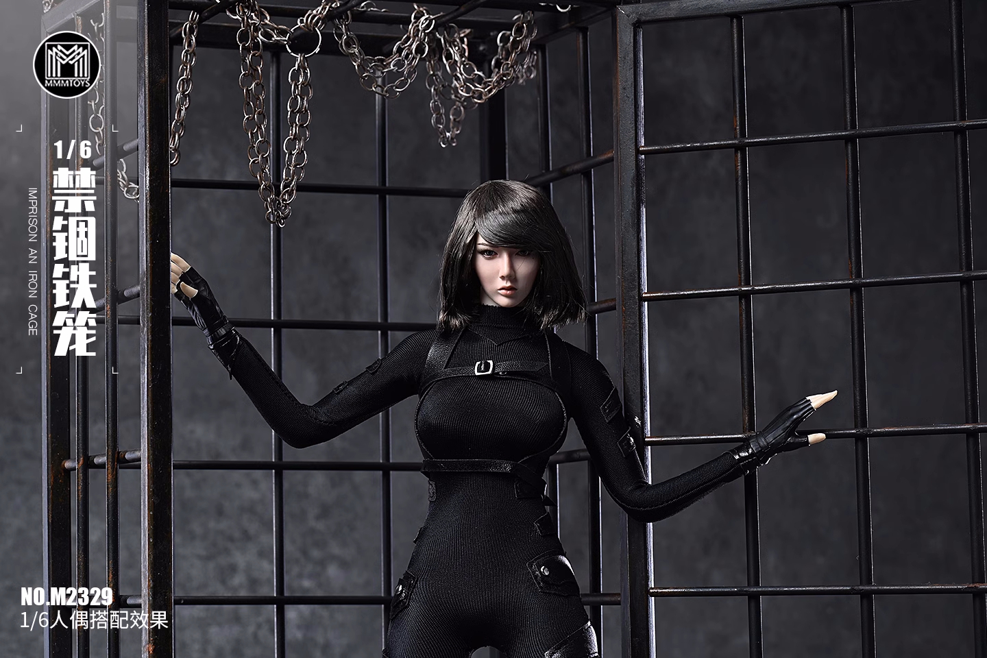 In stock MMMToys 1/6 imprisonment cage made of iron frames which can be used to tie up female soldier figures for detention in a diorama-Statue Master