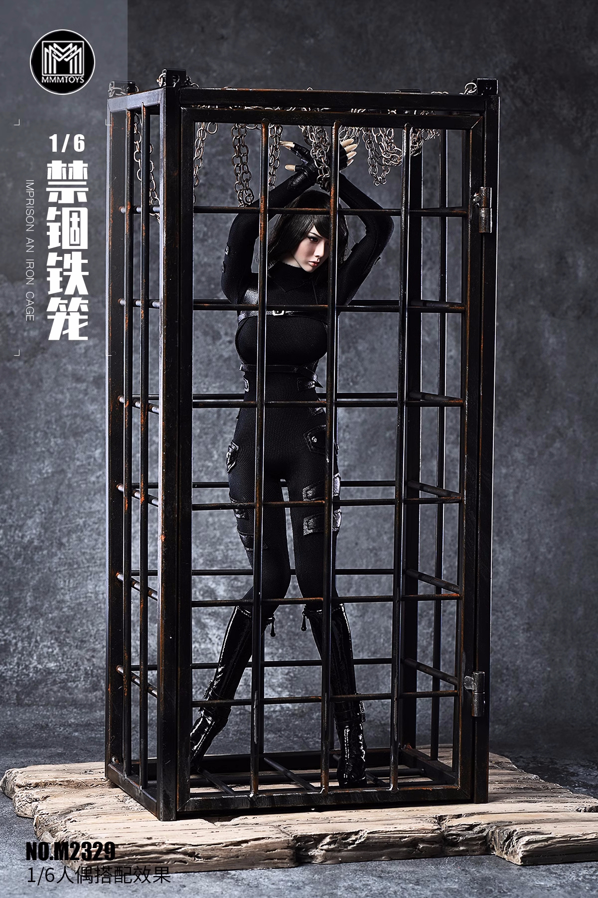 In stock MMMToys 1/6 imprisonment cage made of iron frames which can be used to tie up female soldier figures for detention in a diorama-Statue Master