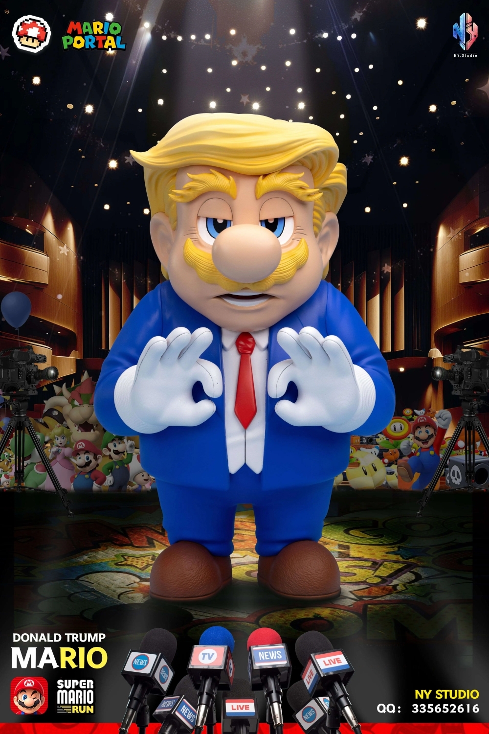 Pre-order NY YMCA Donald Trump Mario GK figurine statue model