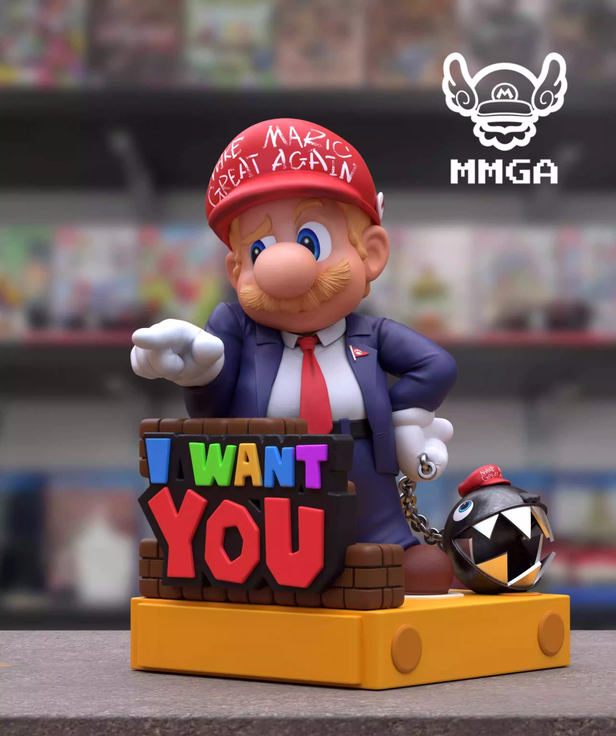 Pre-order MMGA Trump Mario Trump Mario Know-It-All Mario GK Figure Statue Model