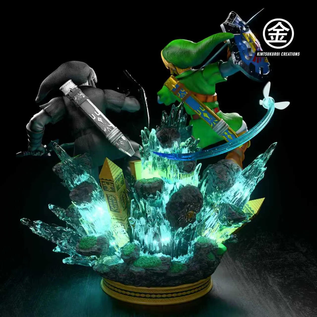 Kintsukuroi Creations Studio - LINK VS DARK LINK 14 & 16 DIORAMA The Legend of Zelda Statue 