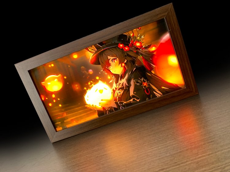 IN-STOCK Mystical Art Studio -  Genshin Impact - 3D Decorative Paint of Light Guide Transformation Hu Tao with LED - Decorative Painting Scene