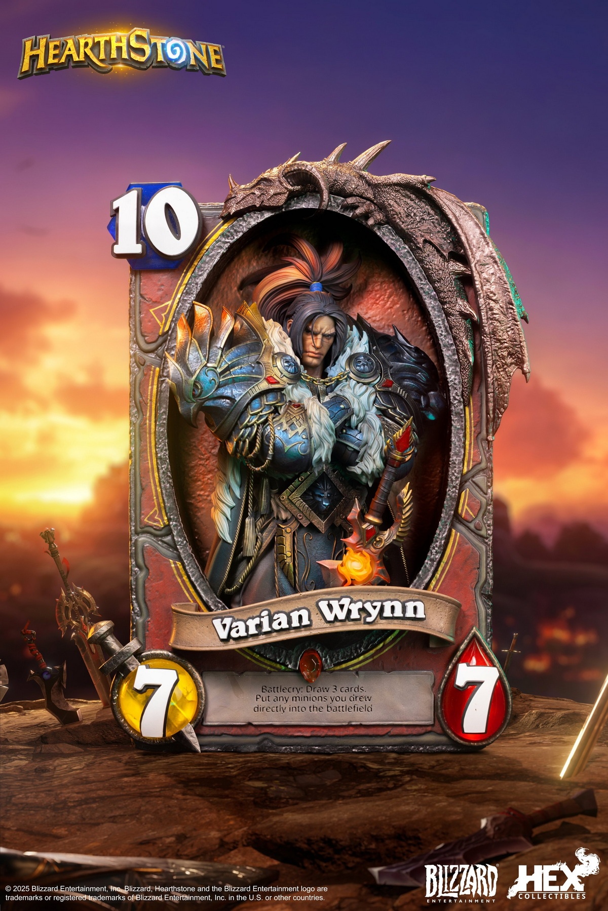 HEX Collectibles & Blizzard Entertainment - Hearthstone Varian Wrynn Legendary Card Art Statue HEXFRAME02 (Licensed)