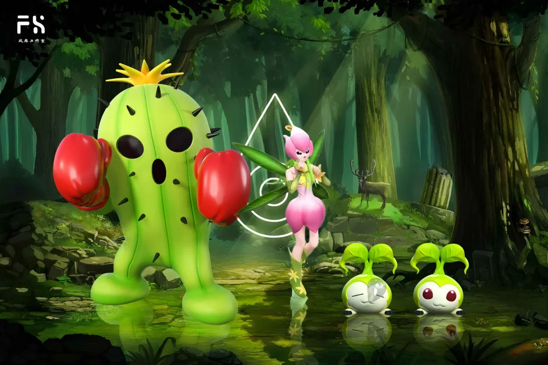 Fh Studio - Digimon - Lilimon & Togemon & Sleeping Tanemon Statue (GK)