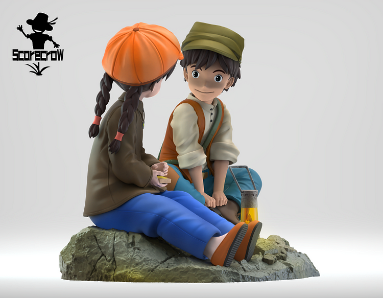 Scarecrow Studio - Castle in the Sky Sheeta and Pazu next to the oil lamp Statue(GK)