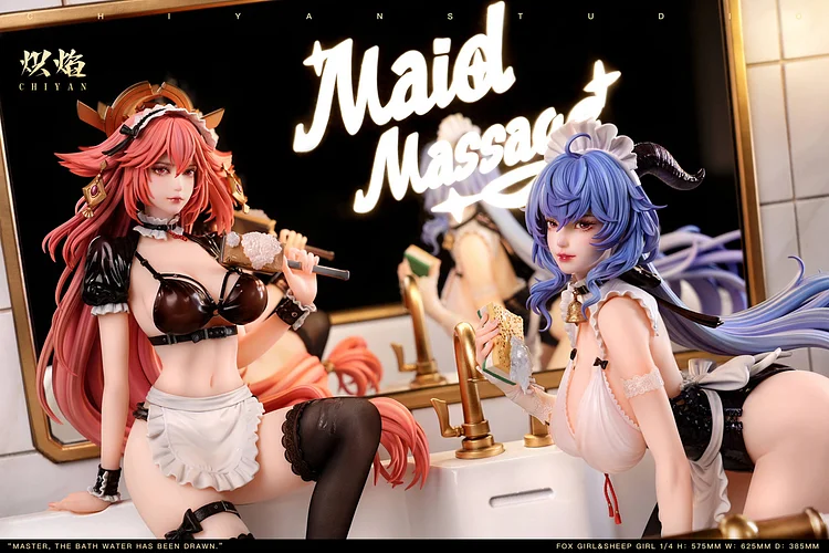 ChiYan Studio - Bathroom Maid Yae Miko & Ganyu 1/4 Statue(GK) (Adult 18+)-Statue Master