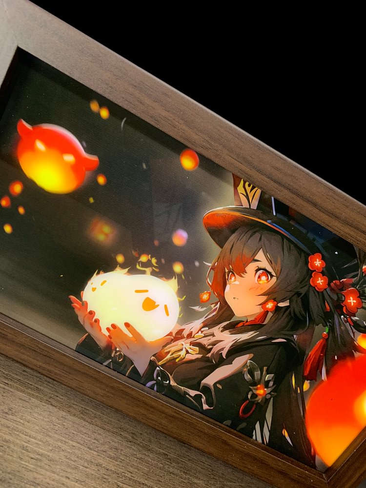 IN-STOCK Mystical Art Studio -  Genshin Impact - 3D Decorative Paint of Light Guide Transformation Hu Tao with LED - Decorative Painting Scene