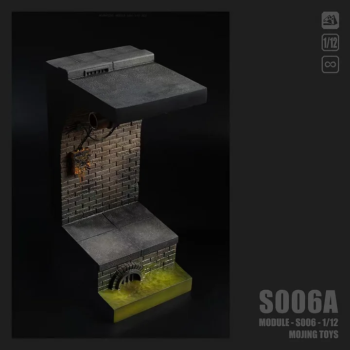 MojingToys - Module Series - S006 American Comic Sewer DIORAMA BASE (Taupe)1:12 Scene Statue