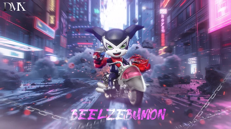 DMX Studio - Digimon Motorcycle Beelzebumon & Motorcycle Impmon Statue(GK)