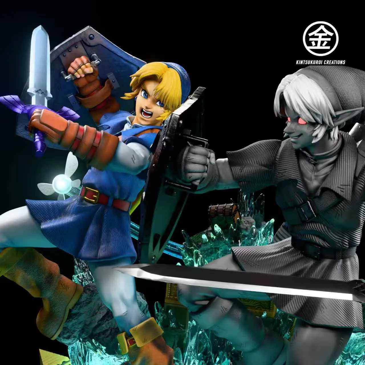 Kintsukuroi Creations Studio - LINK VS DARK LINK 14 & 16 DIORAMA The Legend of Zelda Statue 