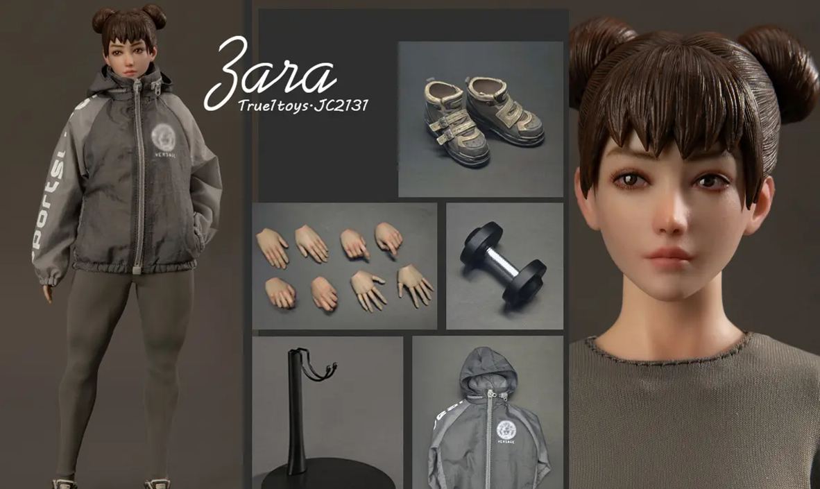 True1Toys - 1/6 Sport Girl ZARA - Gray Hair X Brown Hair Action Figure (Licensed)Statue 