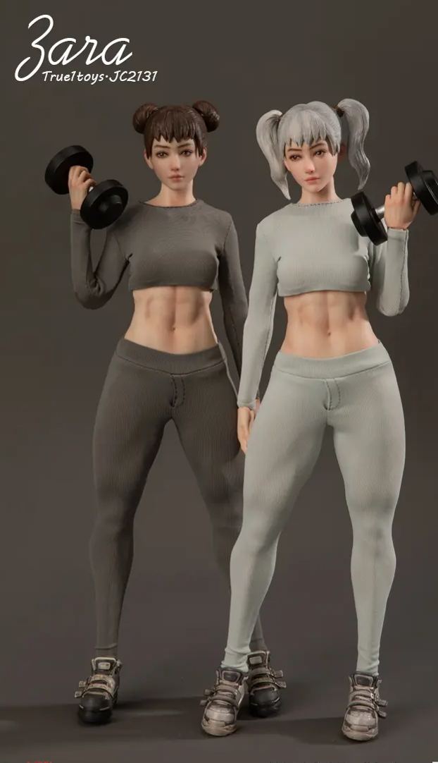 True1Toys - 1/6 Sport Girl ZARA - Gray Hair X Brown Hair Action Figure (Licensed)Statue 