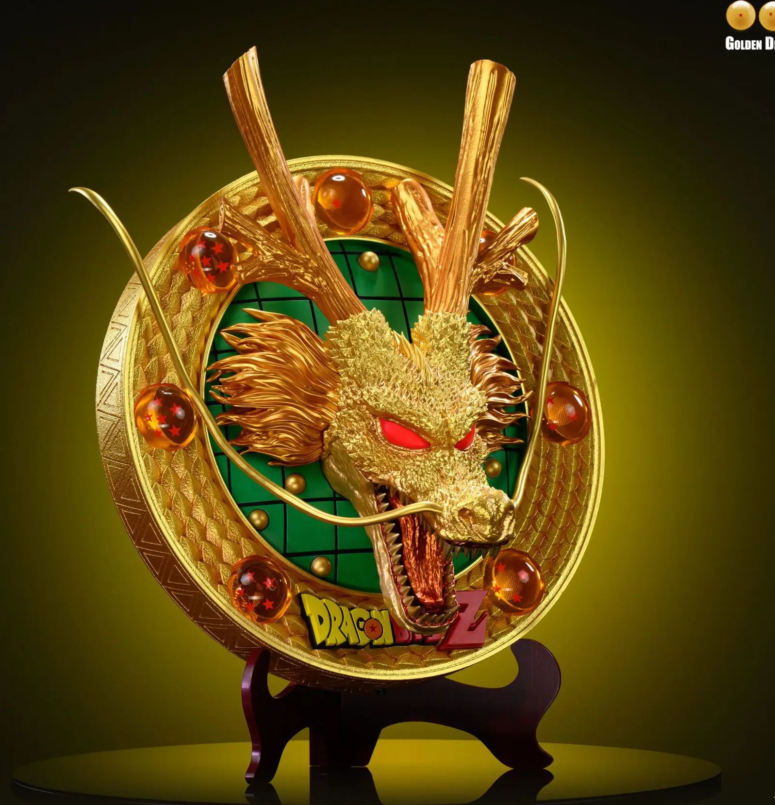 WH Studio - Golden Shenron 3D Wall-Mounted Table Display Dragon Ball Statue 