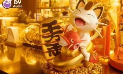 DY Studio - Fish-Eating Meowth Pokemon Statue 