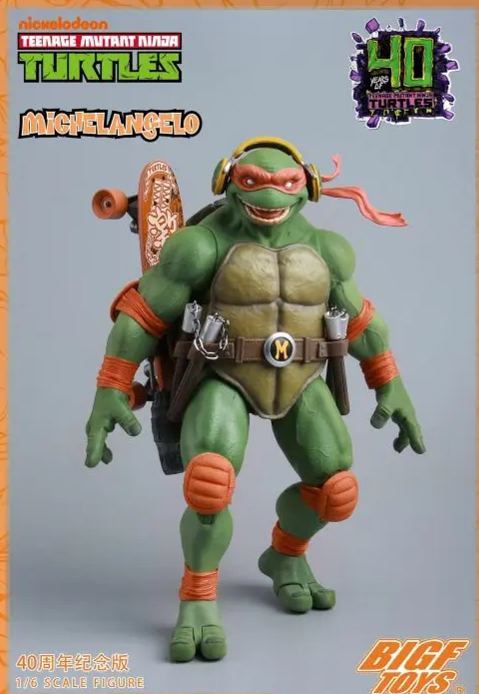 BIGFTOYS - TNMT Michelangelo 40th Anniversary Edition 1/6 Action Figure BIGF-004 (Licensed)Statue 