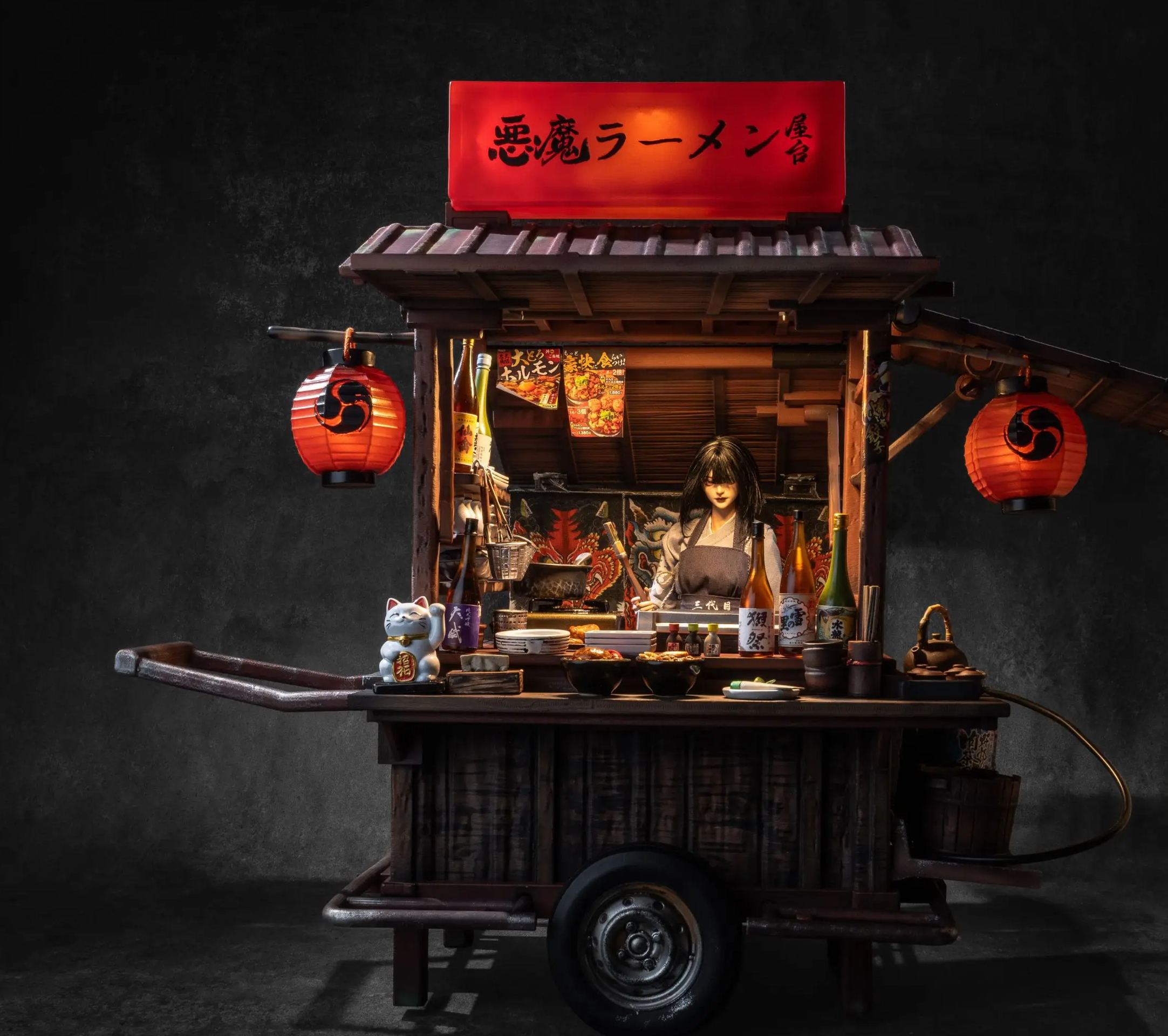 ART FUTURE - Devil Ramen Stall - Kyoukawa Setsuna X Kurono Mei Action Figure X Complete Scene Set (Licensed)Statue 