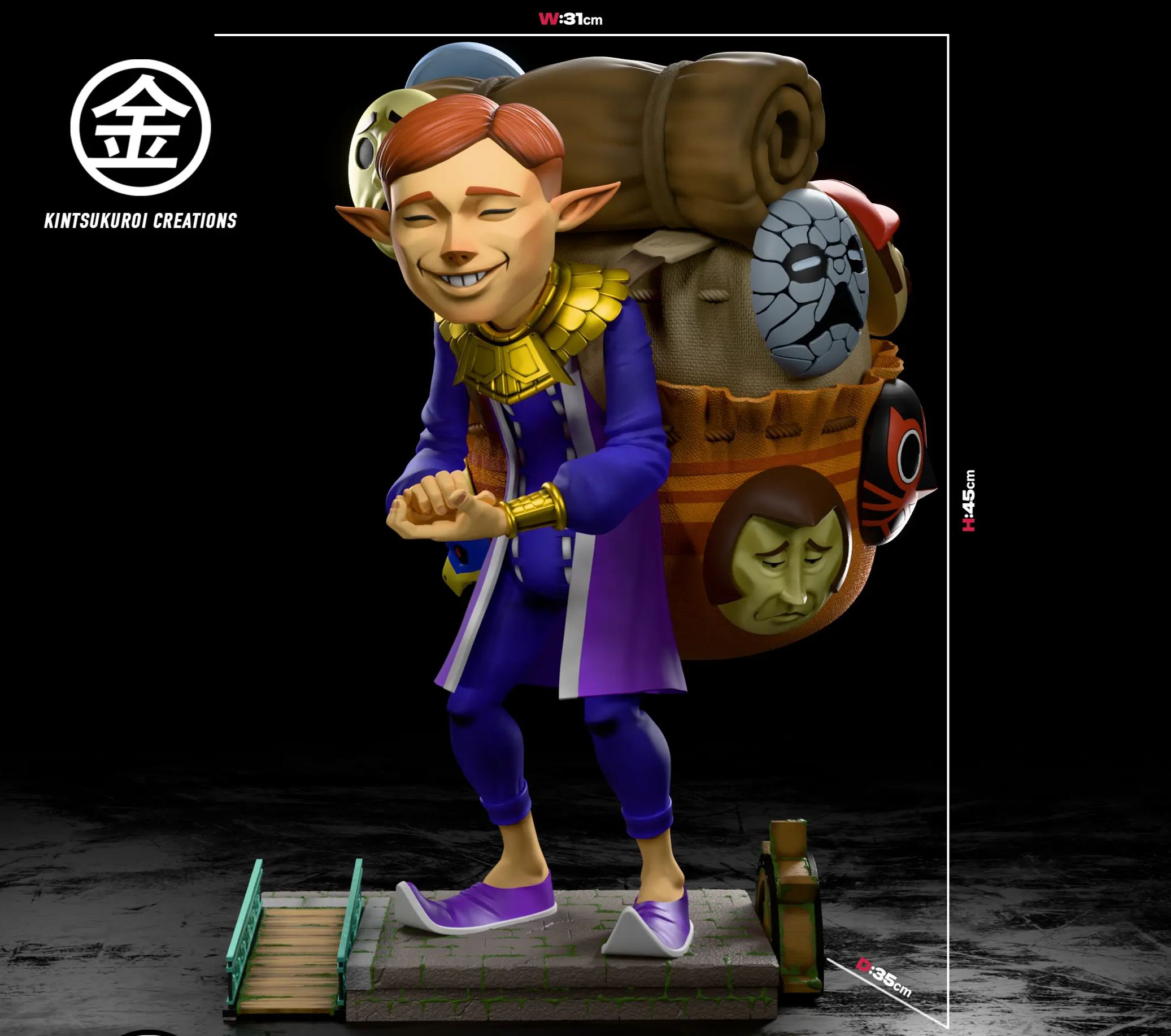 Kintsukuroi Creations Studio - Happy X Angry Mask Salesman The Legend of Zelda Statue