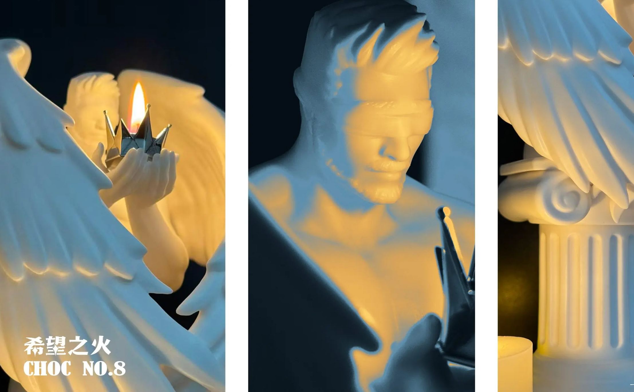 CHOC STUDIO - HOPE PORCELAIN CARVED CANDLE HOLDER SET Licensed Statue