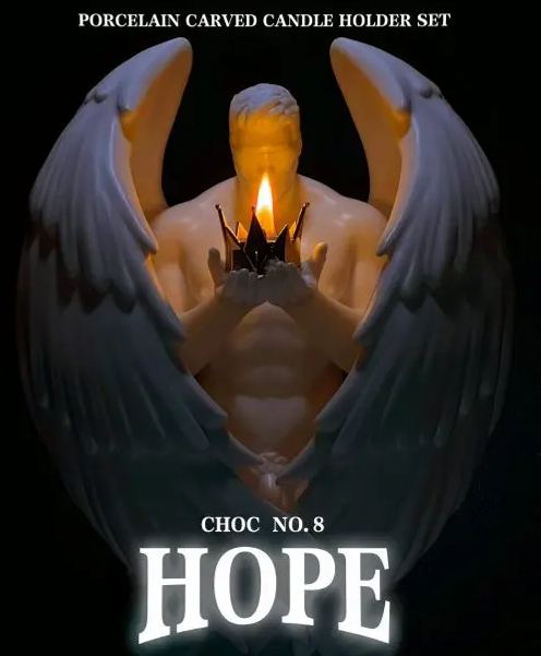 CHOC STUDIO - HOPE PORCELAIN CARVED CANDLE HOLDER SET Licensed Statue