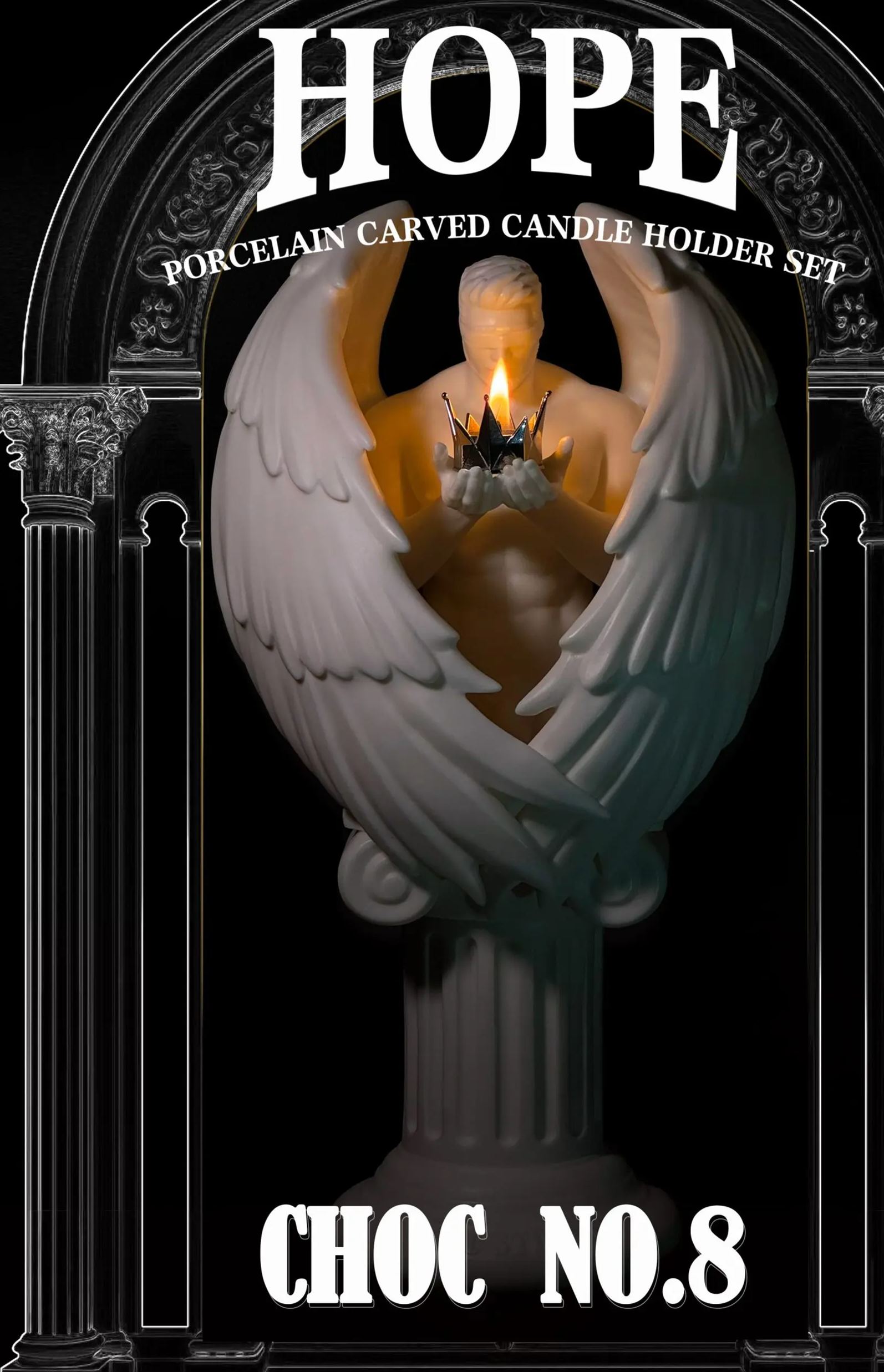 CHOC STUDIO - HOPE PORCELAIN CARVED CANDLE HOLDER SET Licensed Statue