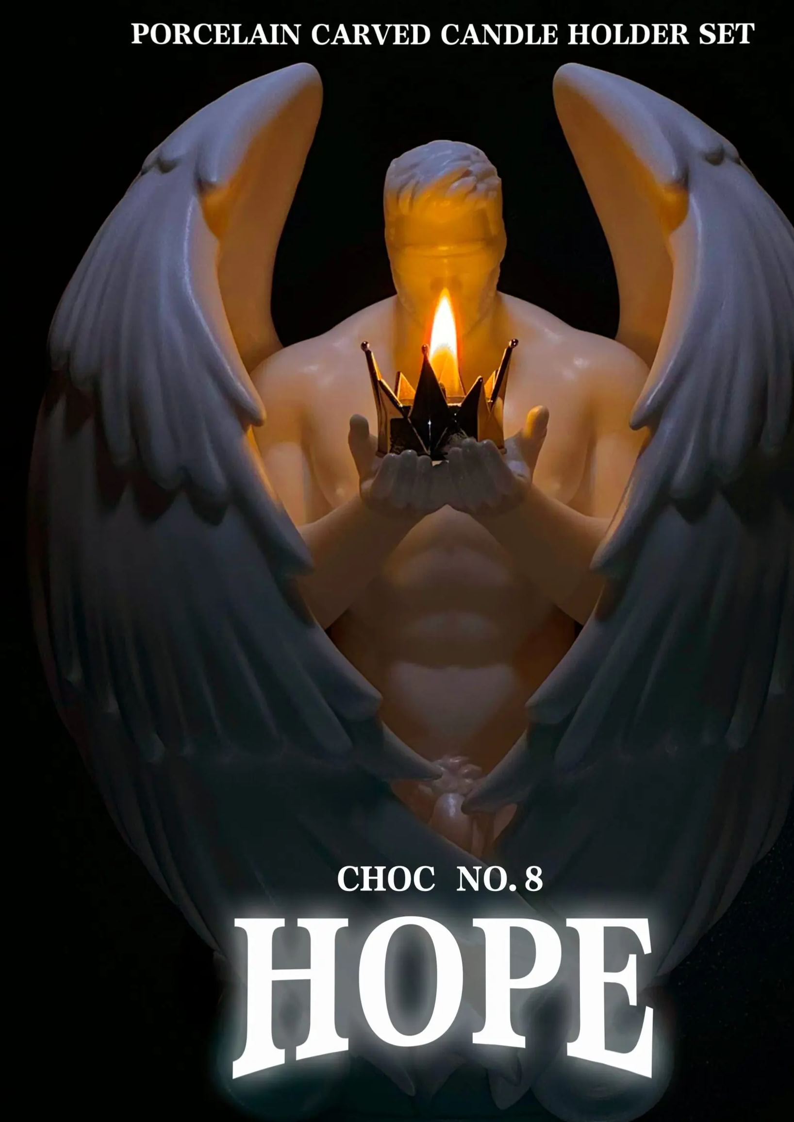 CHOC STUDIO - HOPE PORCELAIN CARVED CANDLE HOLDER SET Licensed Statue