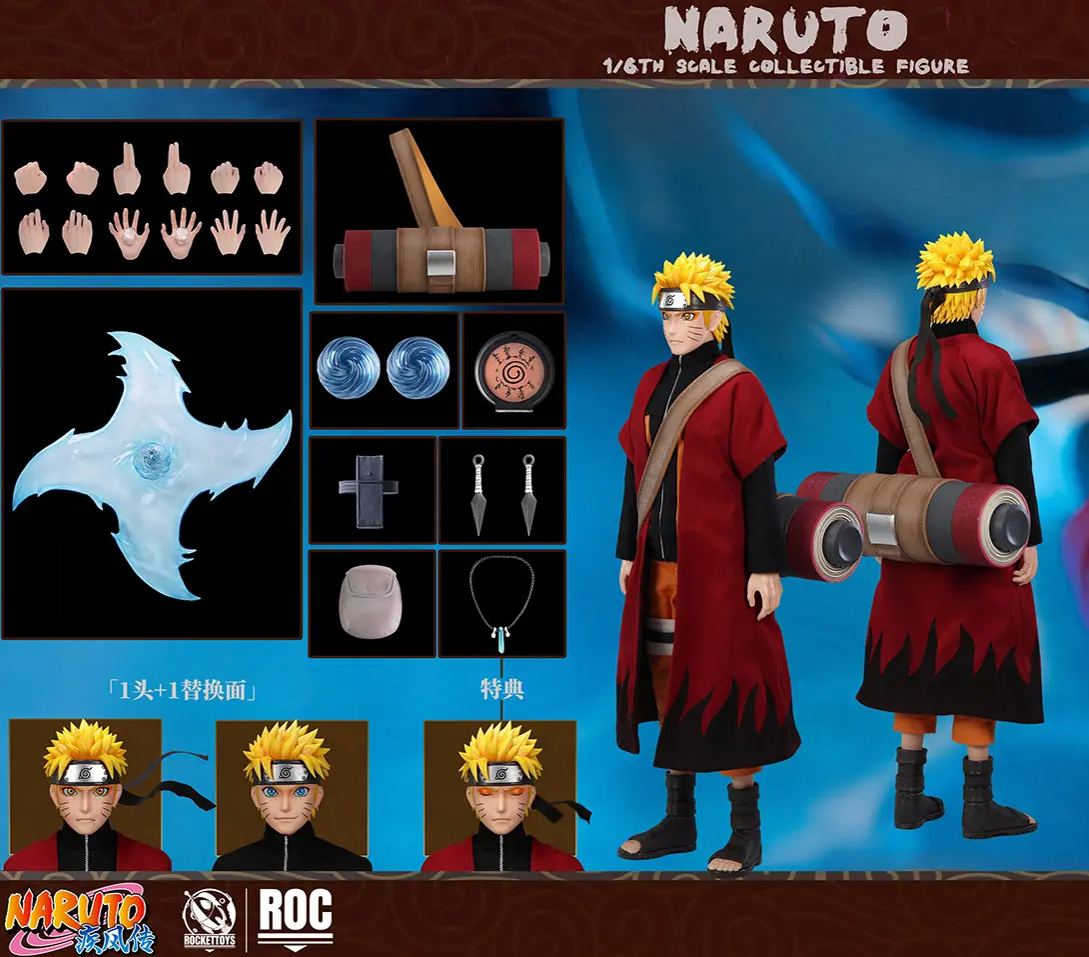 ROCKETTOYS Studio - Naruto Shippuden Naruto Uzumaki Sage Mode Ver. X Battle Damage Ver. 1/6 Action Figure Licensed