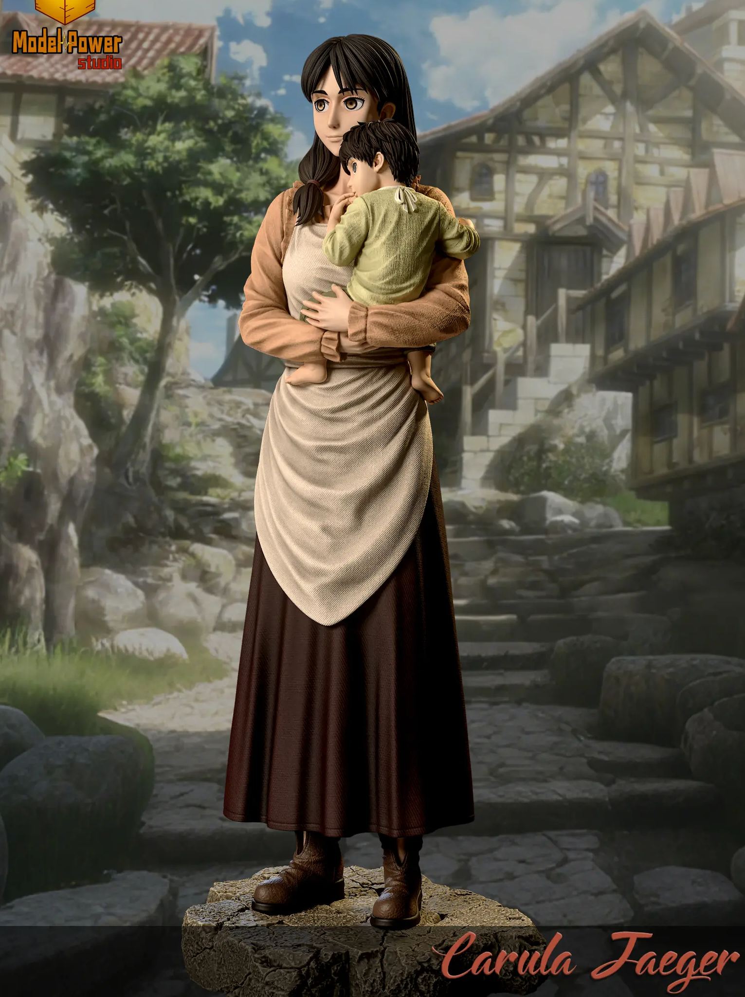 Model Power Studio - Carla Jaeger X Eren Jaeger Attack on Titan Statue
