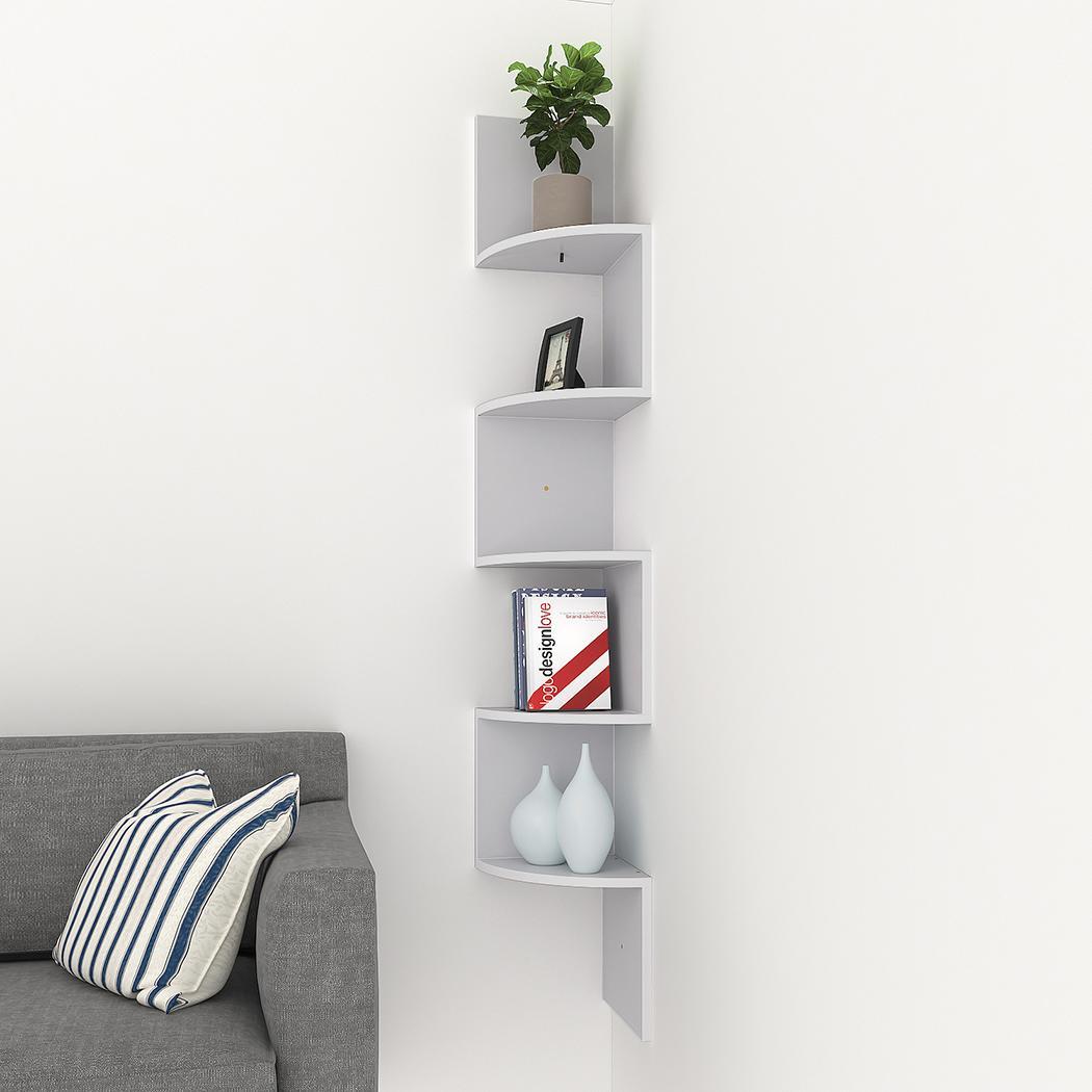 Modern 5 Tier Corner Floating Shelves Wall Mount Home Decor Display Shelf
