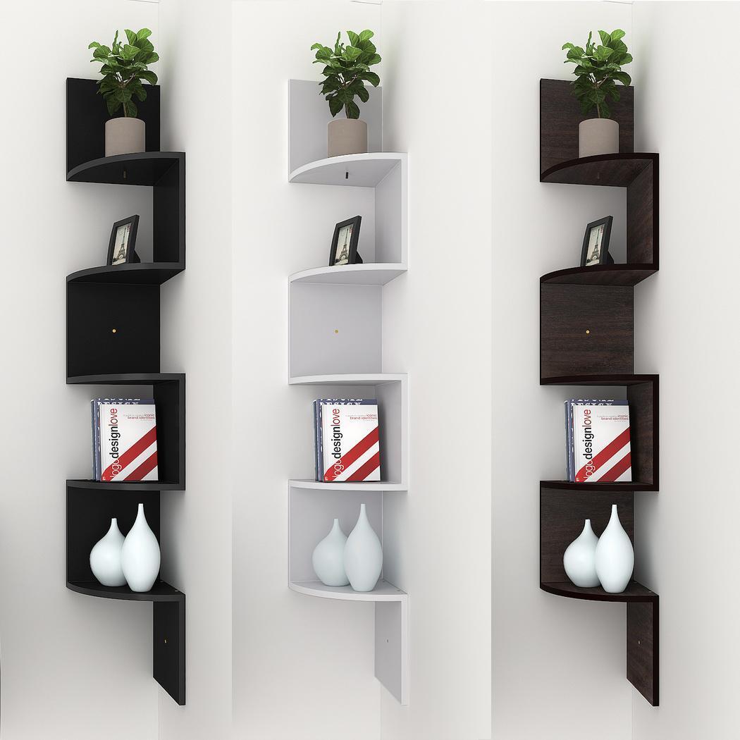 Modern 5 Tier Corner Floating Shelves Wall Mount Home Decor Display Shelf