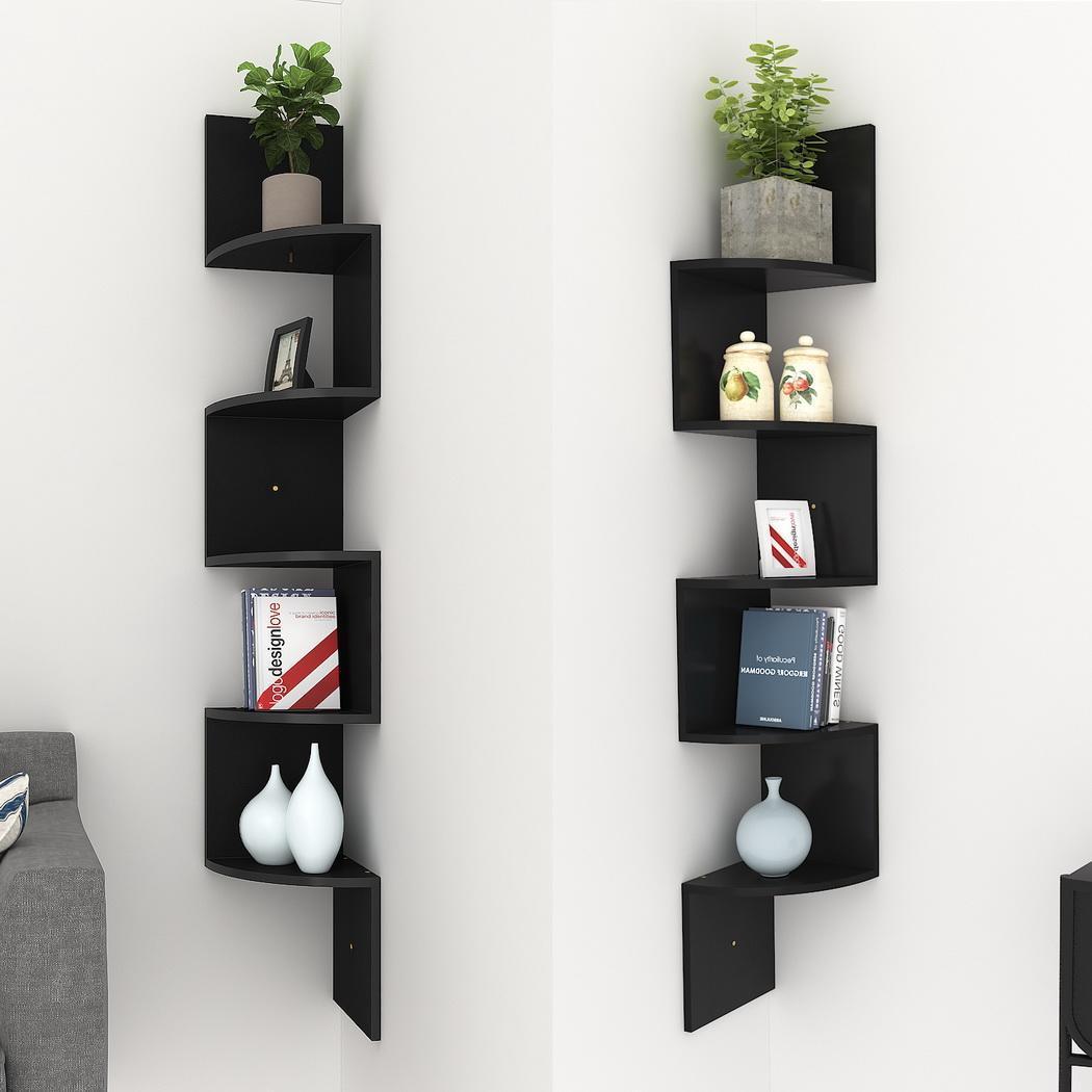 Modern 5 Tier Corner Floating Shelves Wall Mount Home Decor Display Shelf
