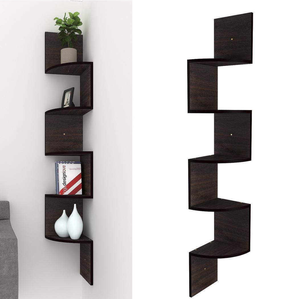 Modern 5 Tier Corner Floating Shelves Wall Mount Home Decor Display Shelf