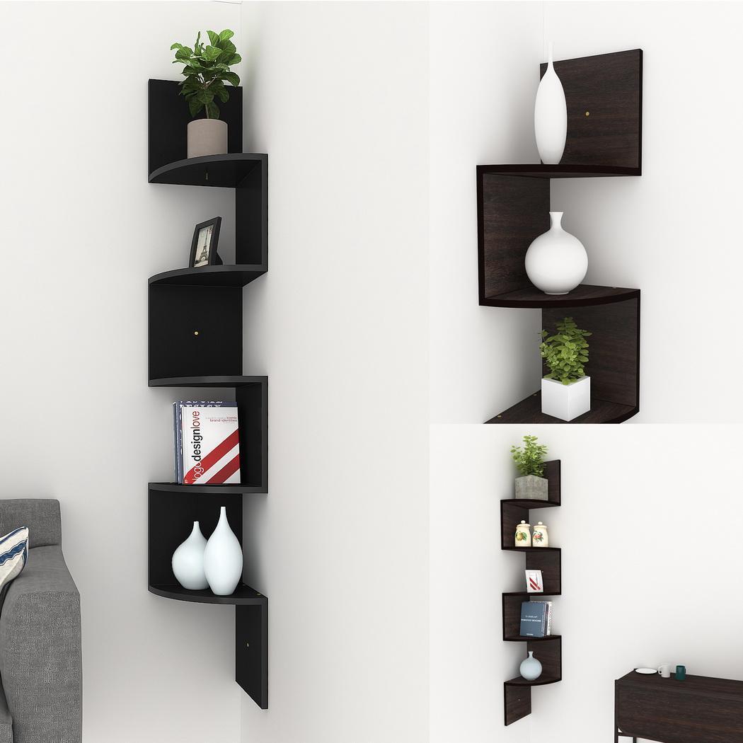 Modern 5 Tier Corner Floating Shelves Wall Mount Home Decor Display Shelf