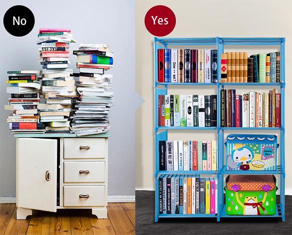 Bookcase 4 Shelf Storage Bookshelf Wood Furniture Adjustable Book Shelving