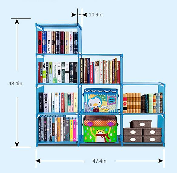 Home Furniture Adjustable Bookcase Storage Bookshelf with 9 Book Shelves