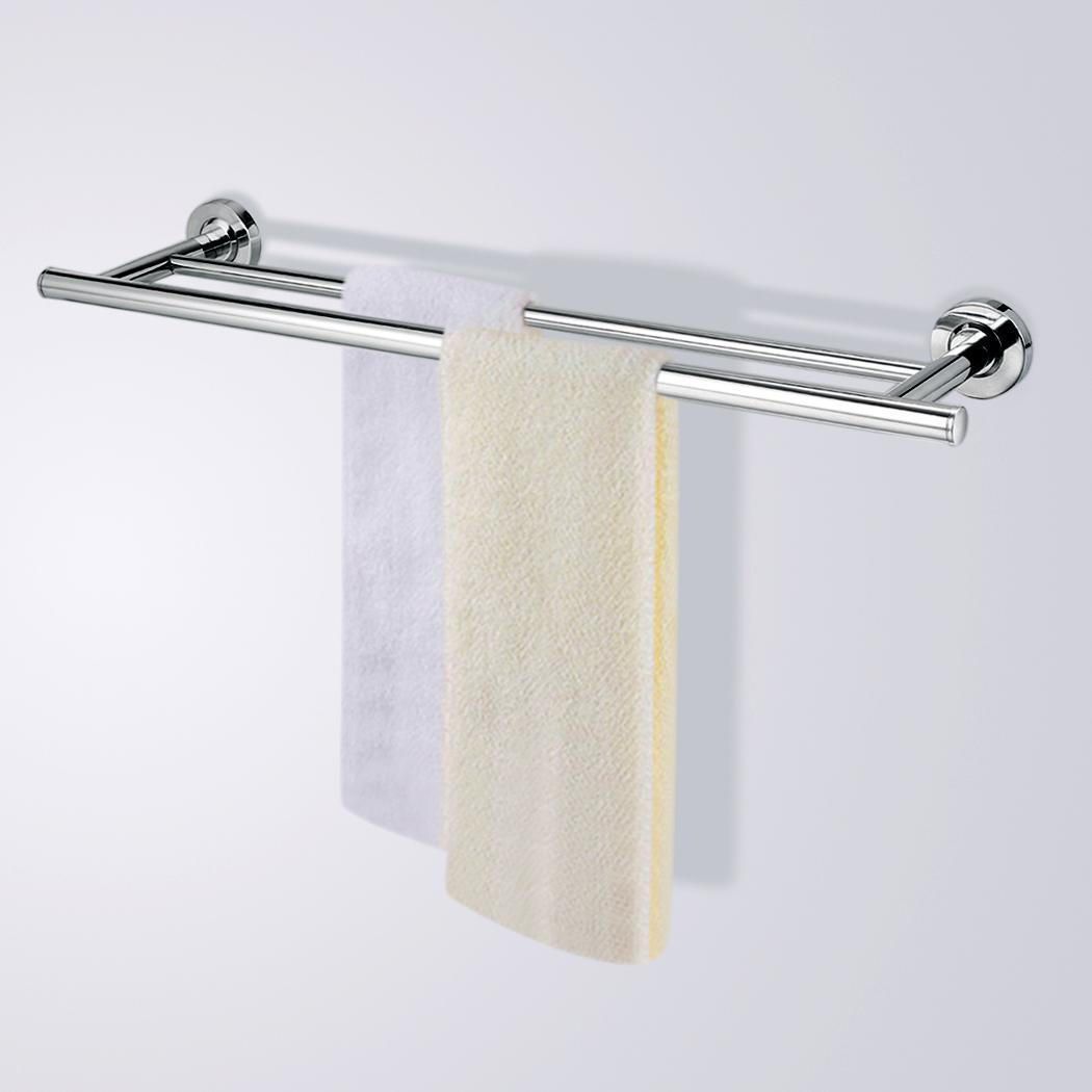 Stainless Steel Wall Mounted Bathroom Towel Rail Holder Storage Rack Shelf Bar