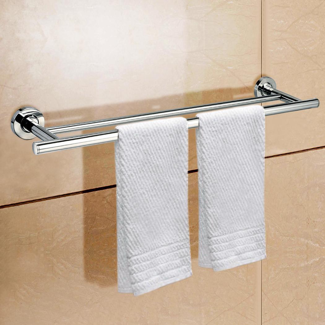 Stainless Steel Wall Mounted Bathroom Towel Rail Holder Storage Rack Shelf Bar