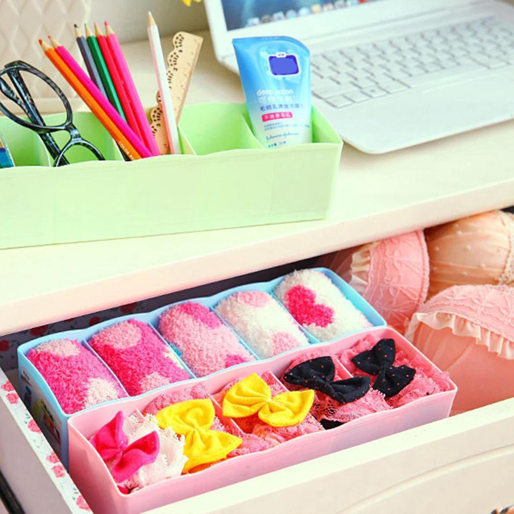 New 5 Cells Socks Underwear Ties Storage Box Bra Drawer Closet Home Organizer