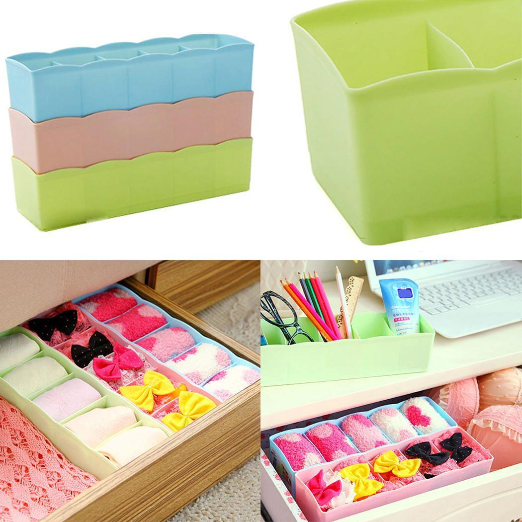 New 5 Cells Socks Underwear Ties Storage Box Bra Drawer Closet Home Organizer