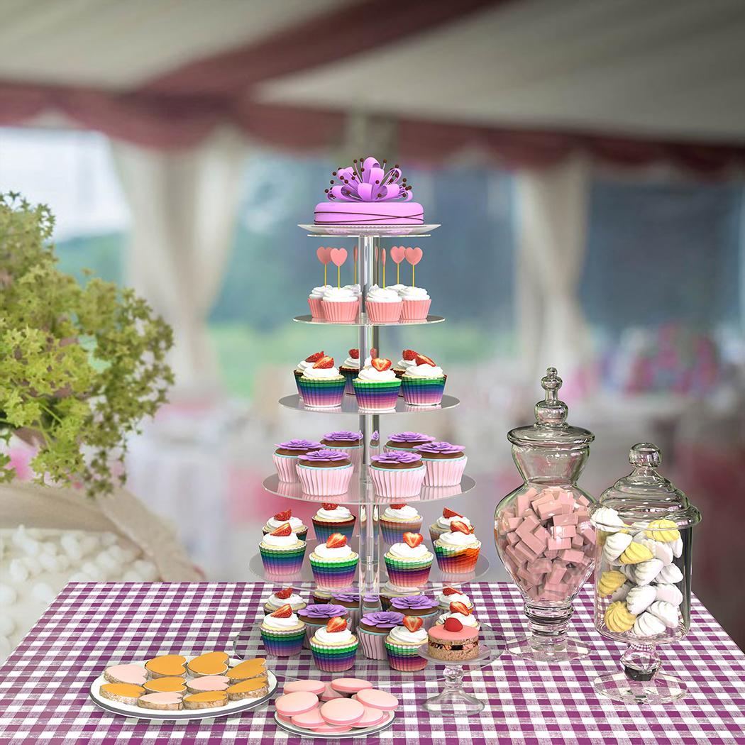 6 Tier Acrylic Round Transparent Cake Stand For Wedding Party Birthday Display