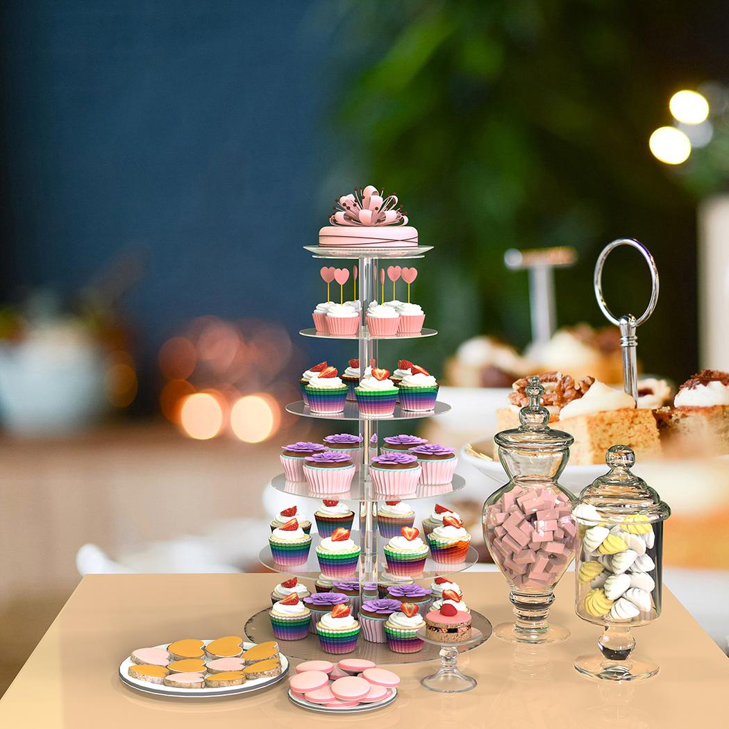 6 Tier Acrylic Round Transparent Cake Stand For Wedding Party Birthday Display