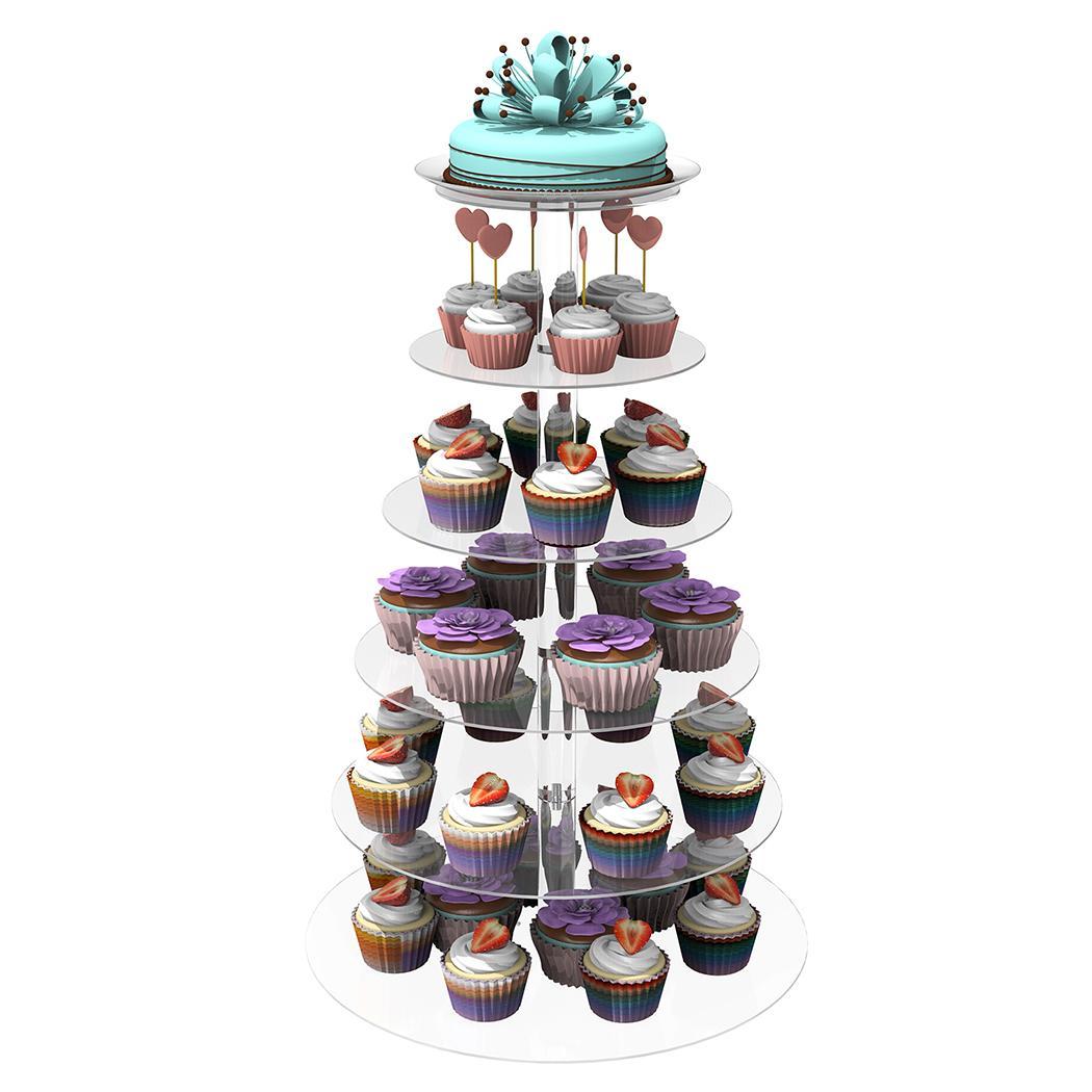 6 Tier Acrylic Round Transparent Cake Stand For Wedding Party Birthday Display