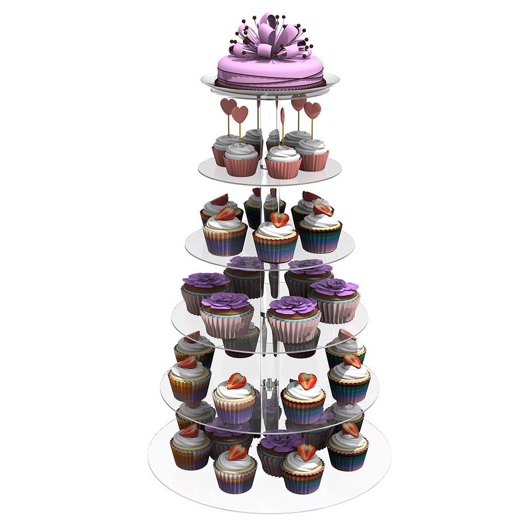 6 Tier Acrylic Round Transparent Cake Stand For Wedding Party Birthday Display