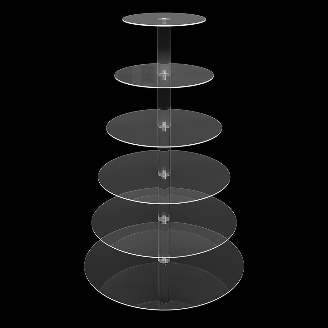 6 Tier Acrylic Round Transparent Cake Stand For Wedding Party Birthday Display