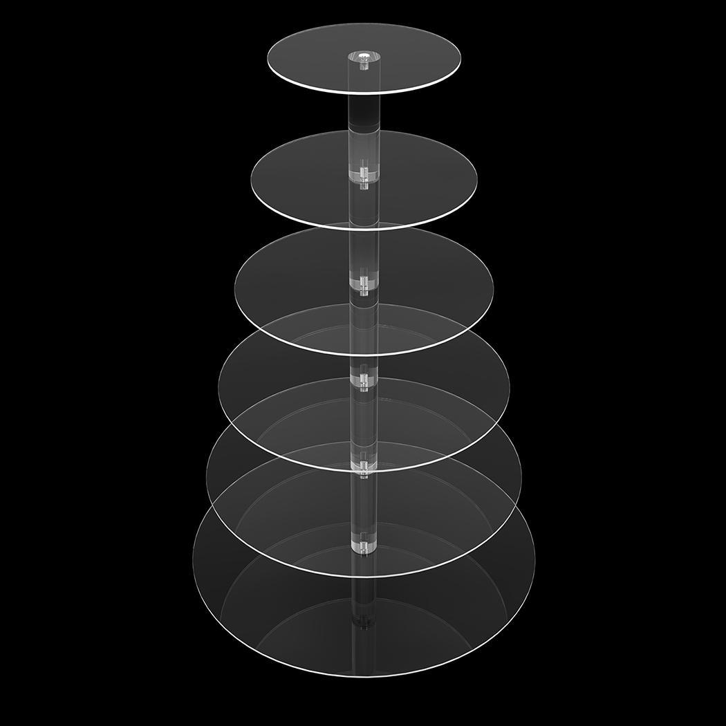 6 Tier Acrylic Round Transparent Cake Stand For Wedding Party Birthday Display