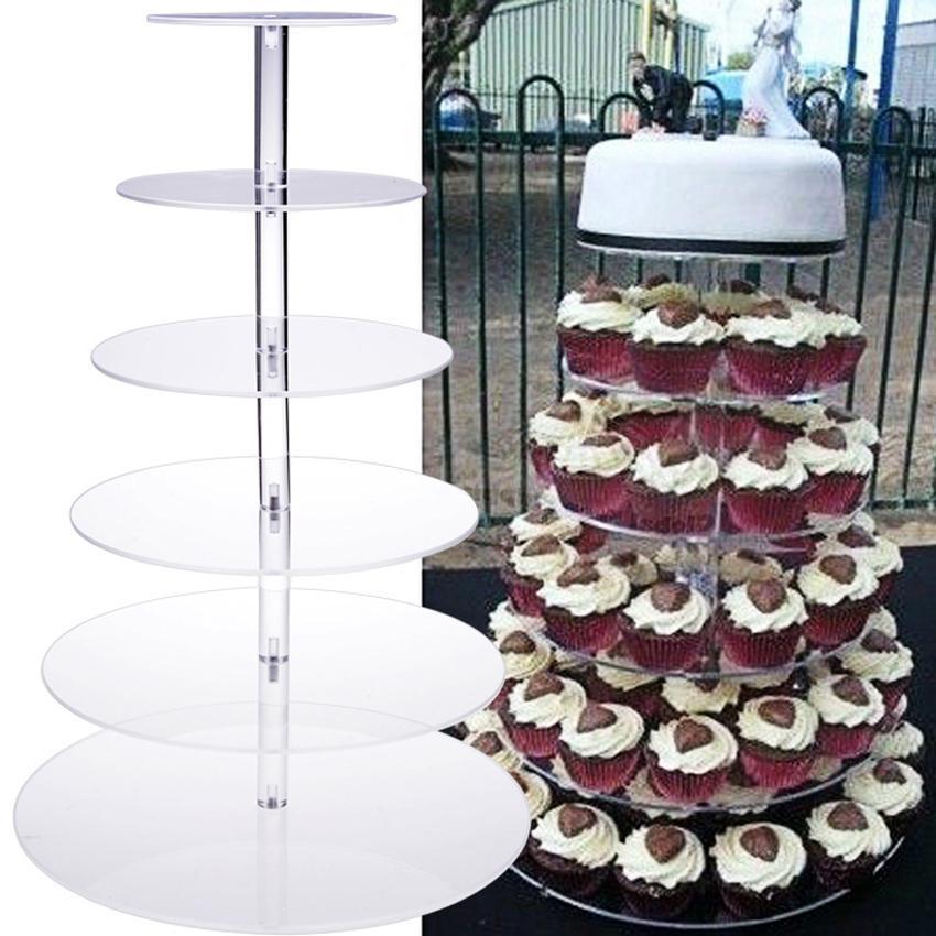 6 Tier Acrylic Round Transparent Cake Stand For Wedding Party Birthday Display