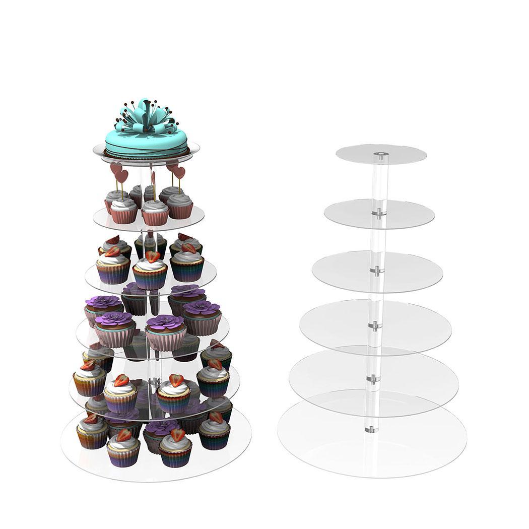 6 Tier Acrylic Round Transparent Cake Stand For Wedding Party Birthday Display