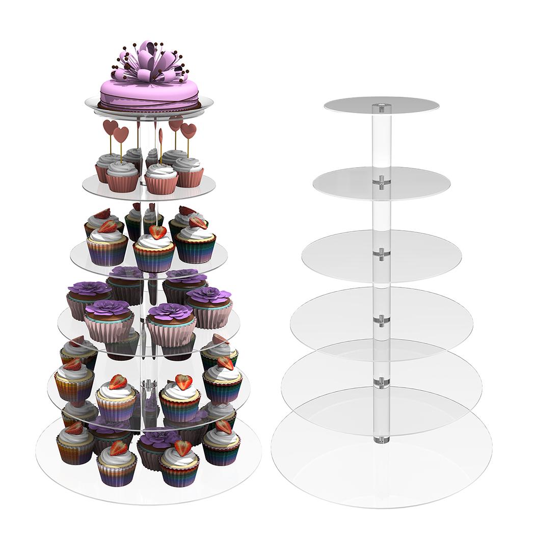 6 Tier Acrylic Round Transparent Cake Stand For Wedding Party Birthday Display