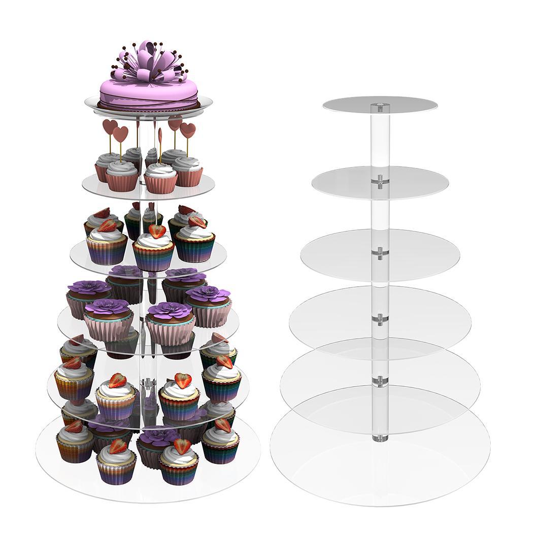 6 Tier Acrylic Round Transparent Cake Stand For Wedding Party Birthday Display
